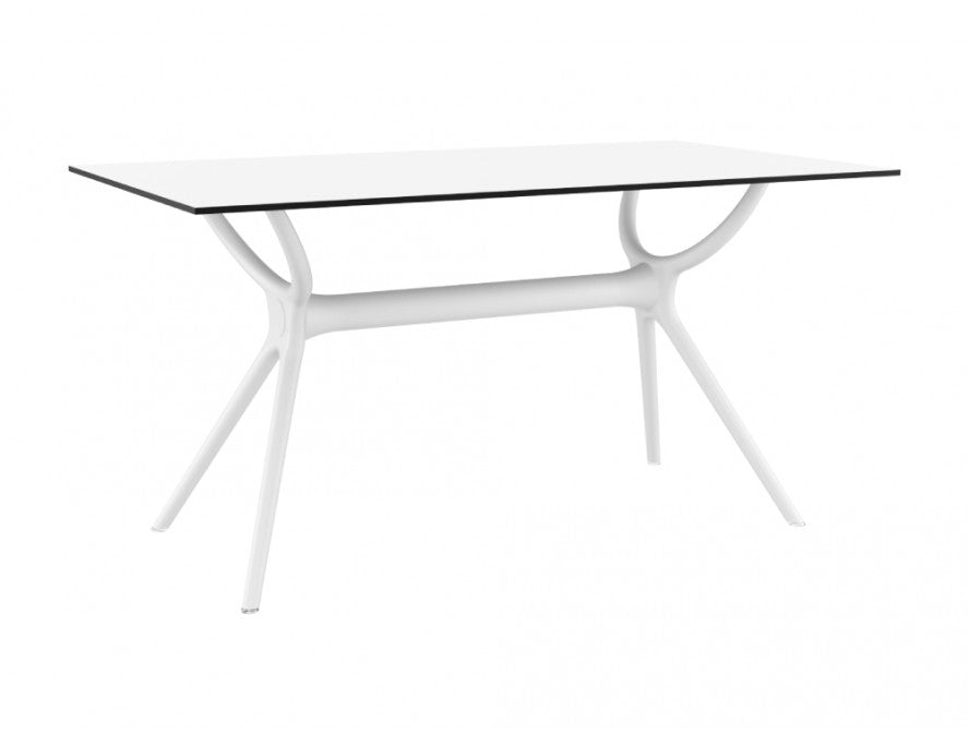 Table MALTA 140 cm stratifié HPL pour l’intérieur et l’extérieur en blanc